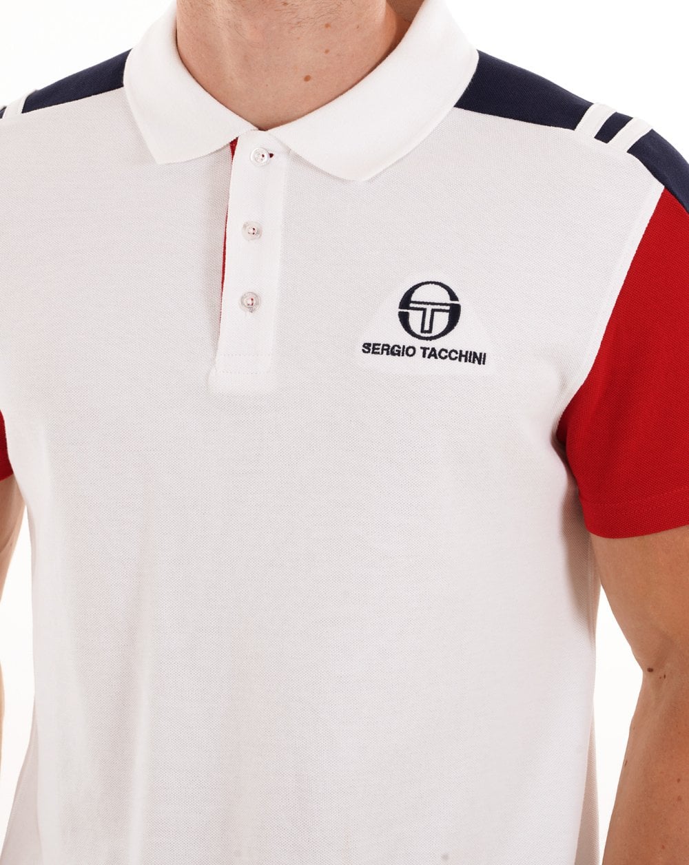 Sergio Tacchini Drive Polo Shirt White/Dark Red - Image 4
