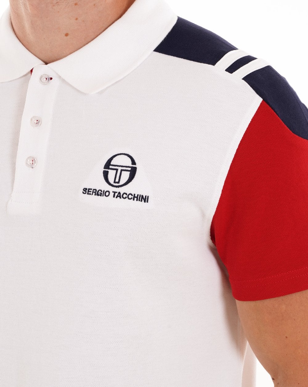 Sergio Tacchini Drive Polo Shirt White/Dark Red - Image 5