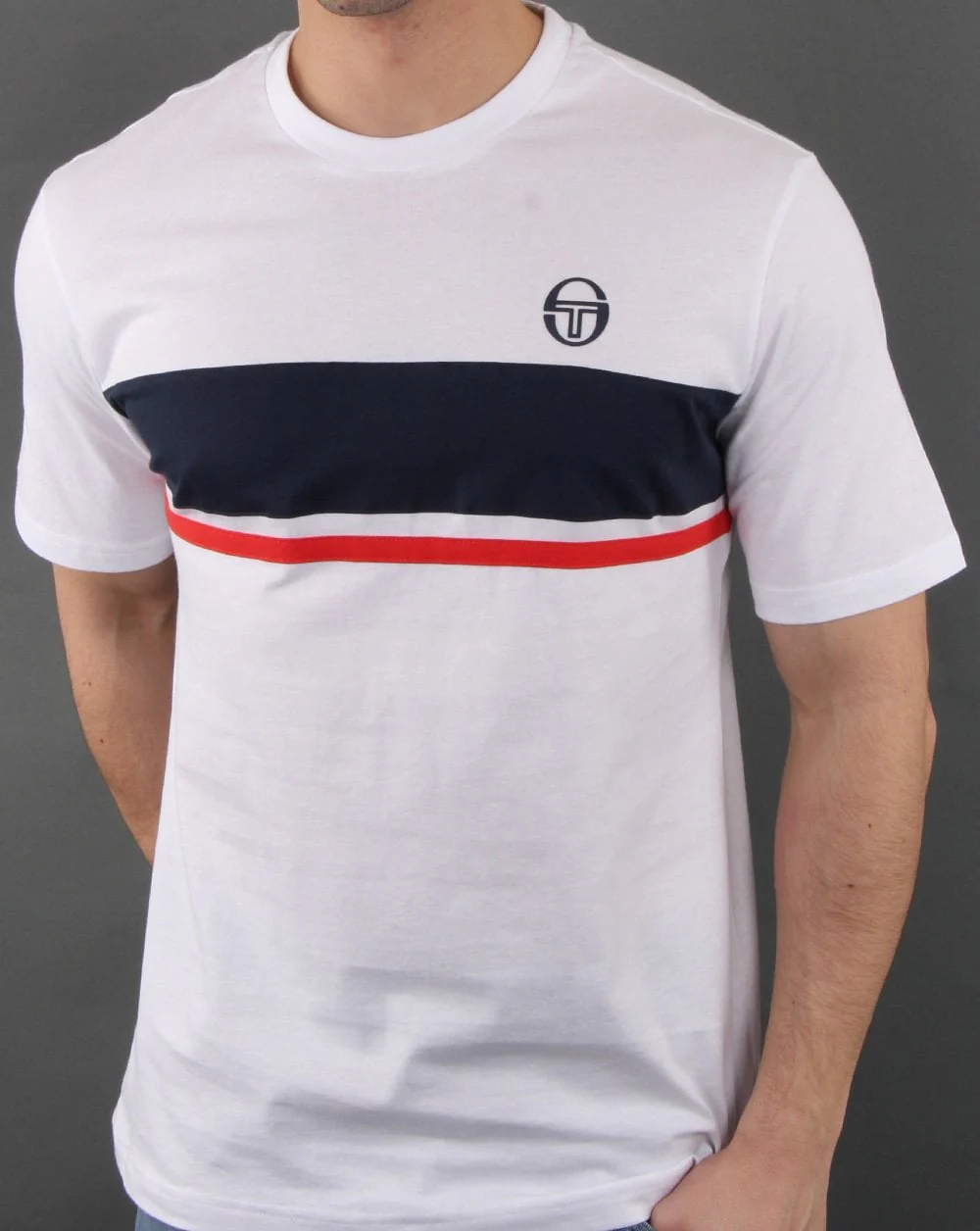 Sergio Tacchini Feluga T Shirt White/Navy - Image 2
