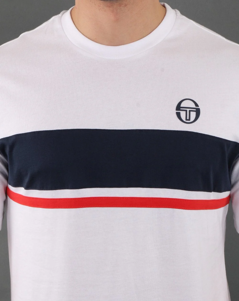 Sergio Tacchini Feluga T Shirt White/Navy - Image 3