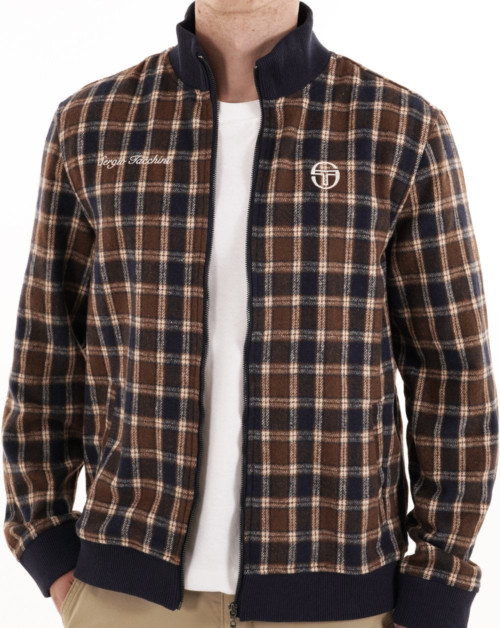 Sergio Tacchini Funnel Neck Jacket Navy Check - Image 3