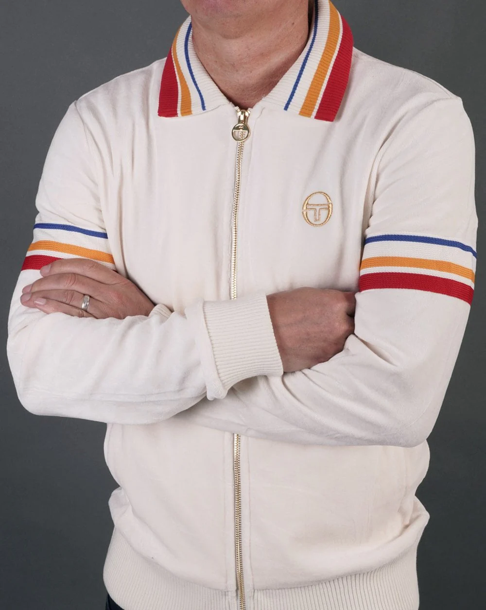 Sergio Tacchini Goran Velour Track Top Gardenia - Image 3
