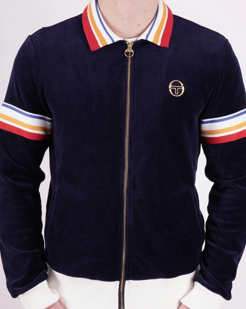 Sergio Tacchini Goran Velour Track Top Navy - Image 3