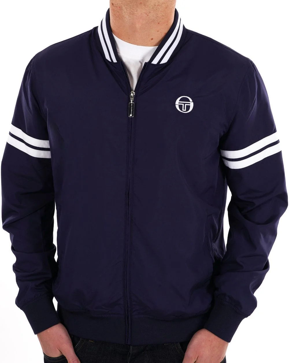 Sergio Tacchini Grello Bomber Jacket Navy White - Image 2