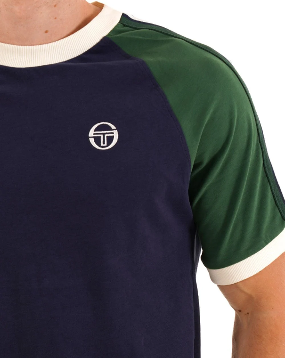 Sergio Tacchini 90s T Shirt Navy Green - Image 2