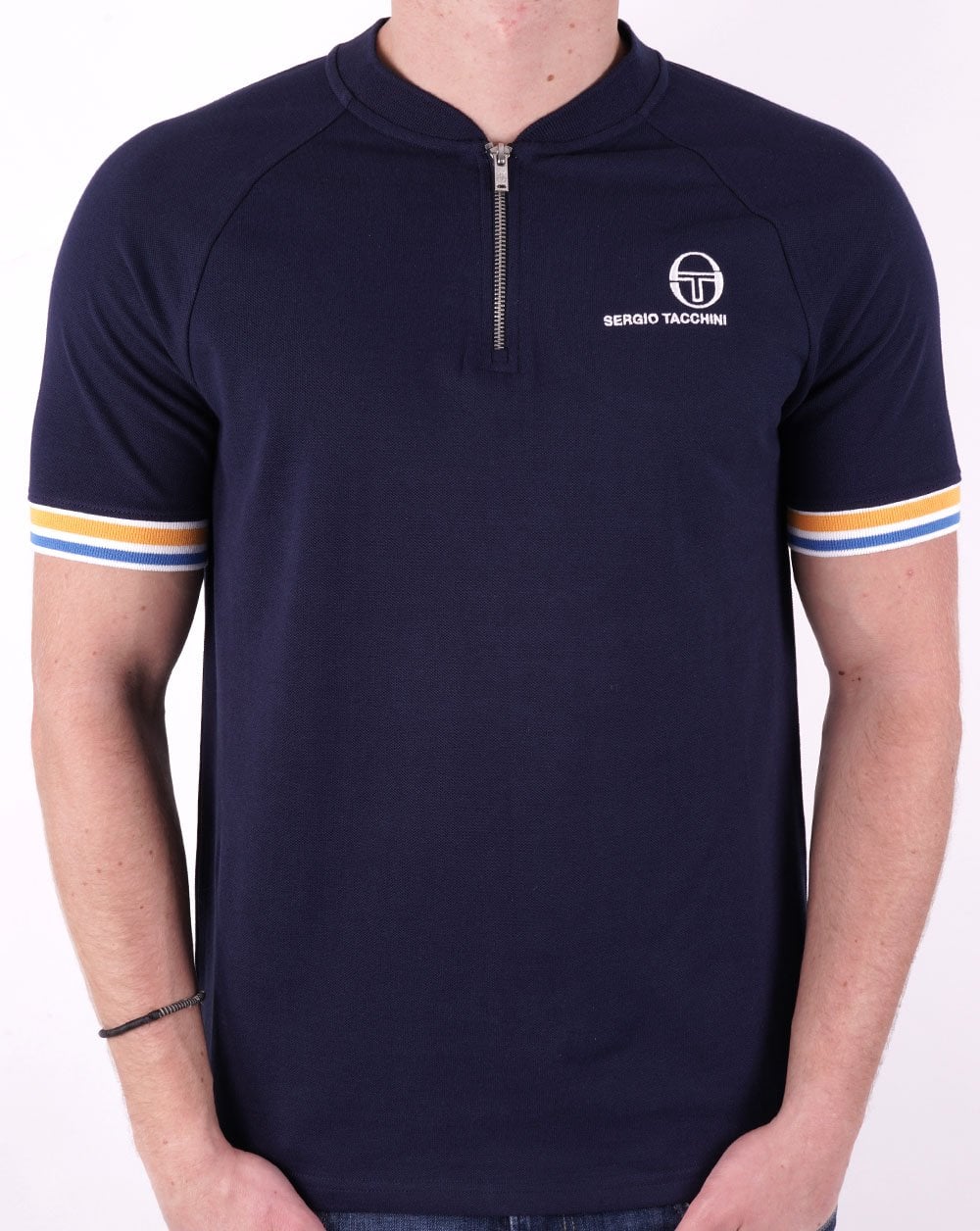 Sergio Tacchini Henley Zip T-shirt Navy Blue - Image 2
