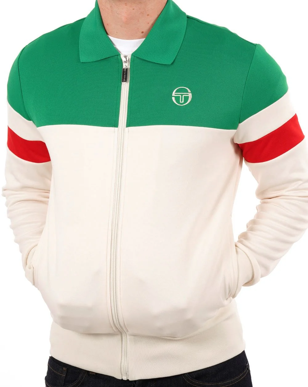 Sergio Tacchini Italia Track Top Gardenia Green Red - Image 2