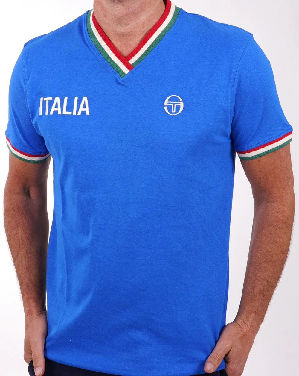 Sergio Tacchini Italia V Neck T Shirt Royal Blue