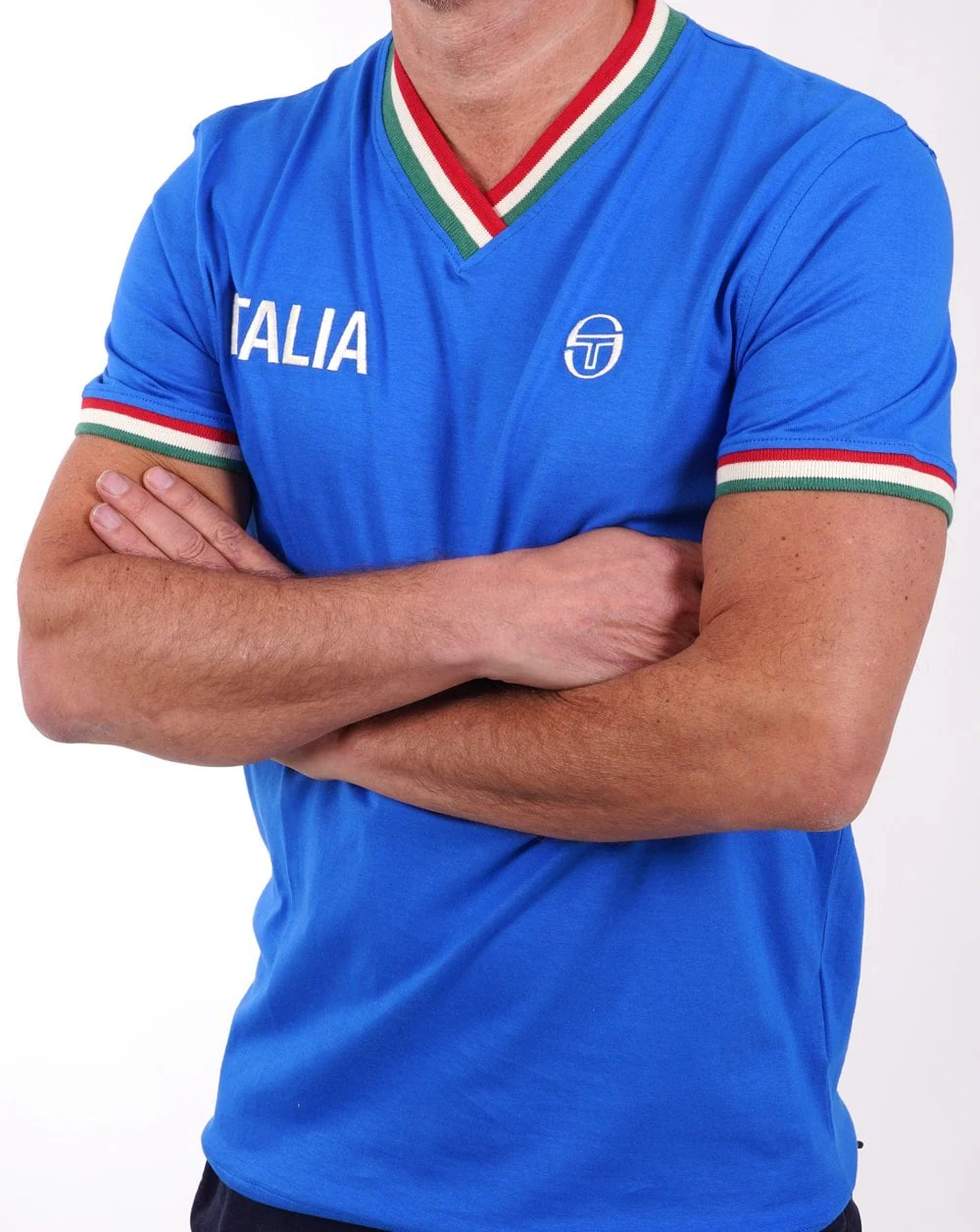 Sergio Tacchini Italia V Neck T Shirt Royal Blue - Image 4