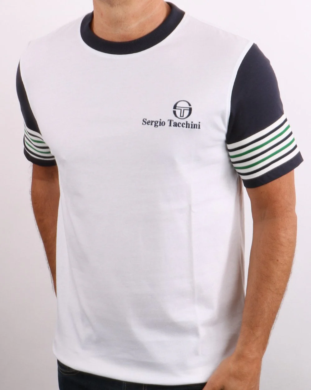 Sergio Tacchini Lawrence T Shirt White/Navy/Green - Image 2