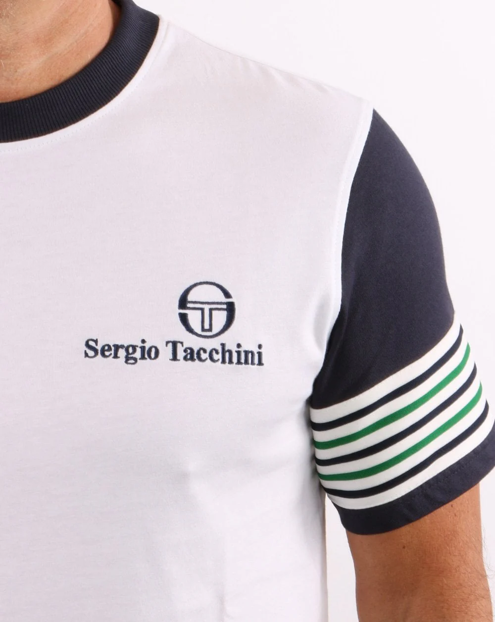 Sergio Tacchini Lawrence T Shirt White/Navy/Green - Image 3
