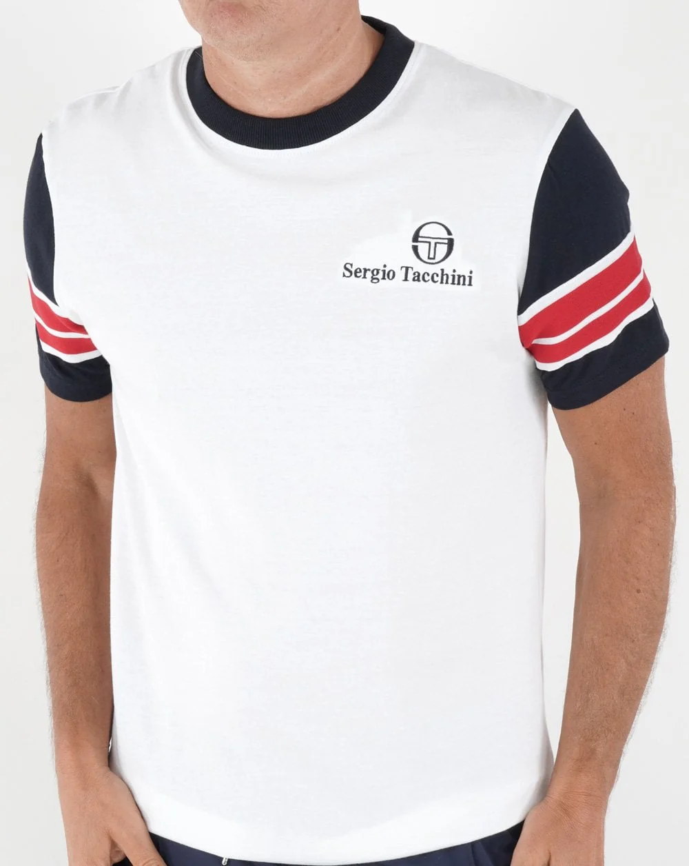 Sergio Tacchini Leo T Shirt White/Navy/Red