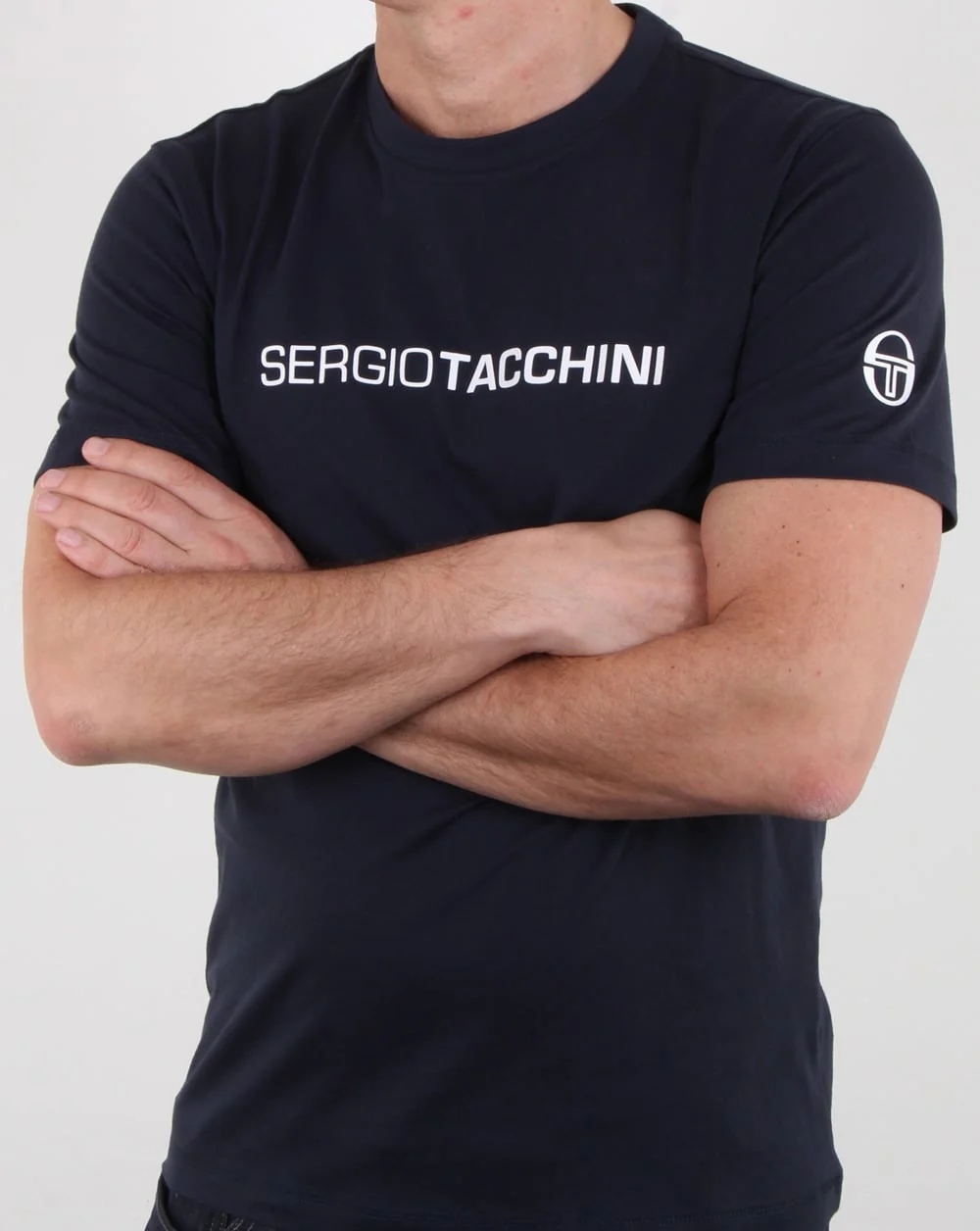 Sergio Tacchini linear logo T Shirt Navy - Image 3