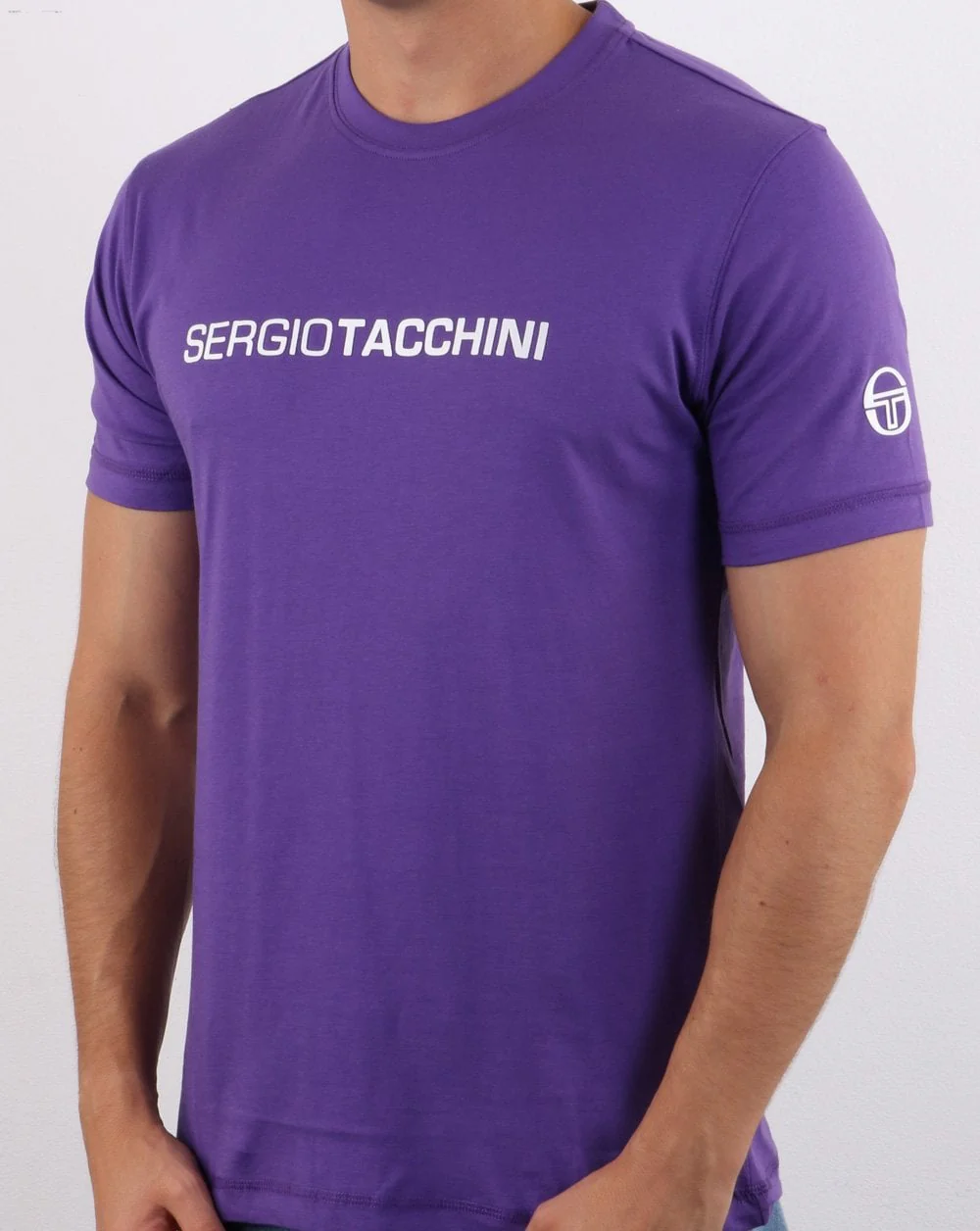 Sergio Tacchini Linear Logo T Shirt Purple/White