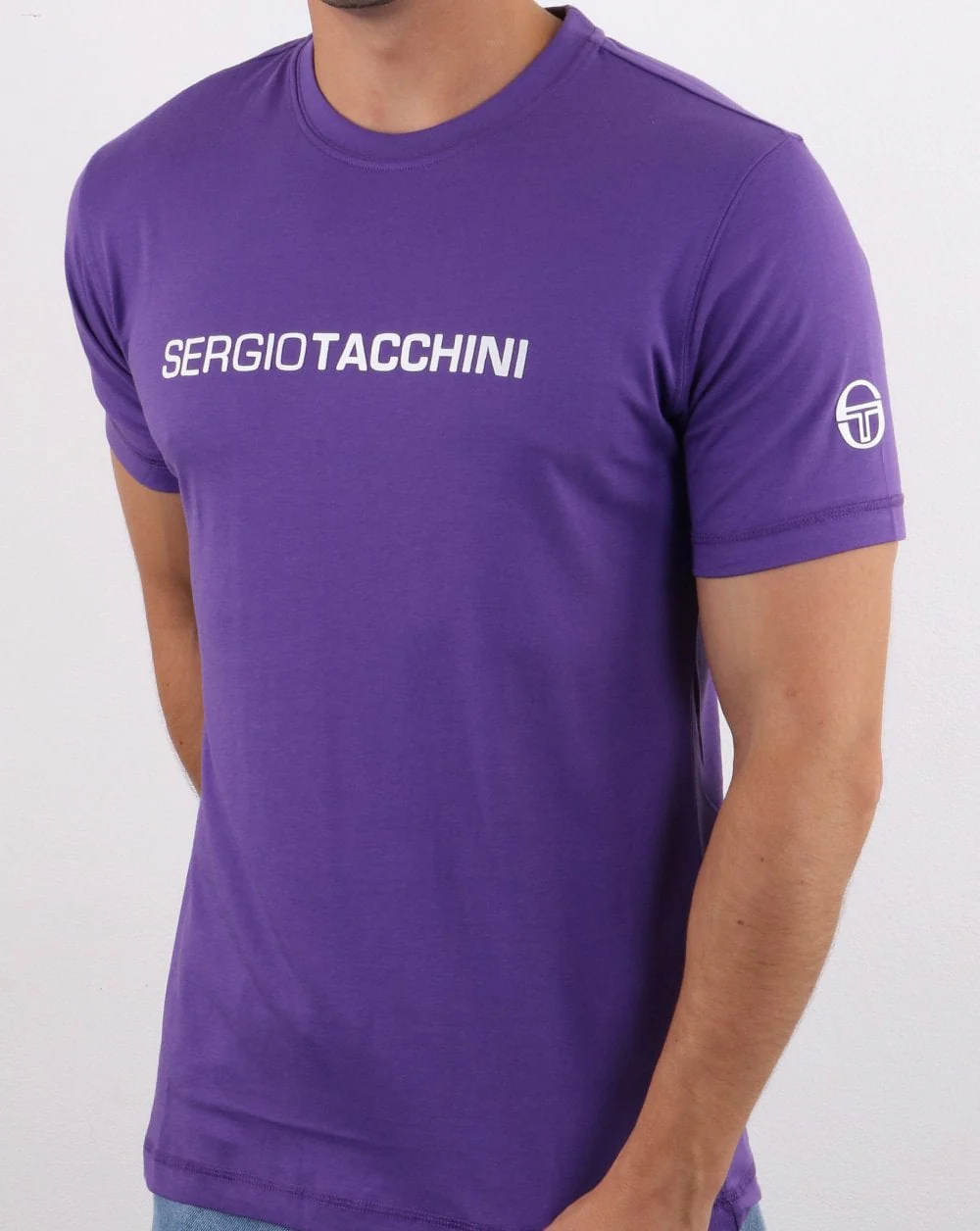 Sergio Tacchini Linear Logo T Shirt Purple/White - Image 3