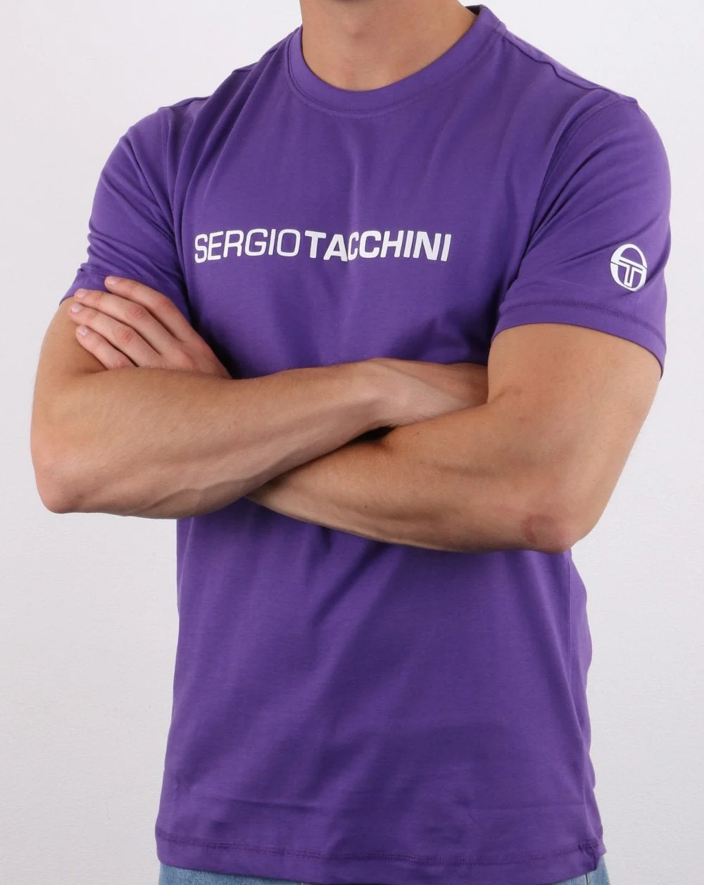 Sergio Tacchini Linear Logo T Shirt Purple/White - Image 4