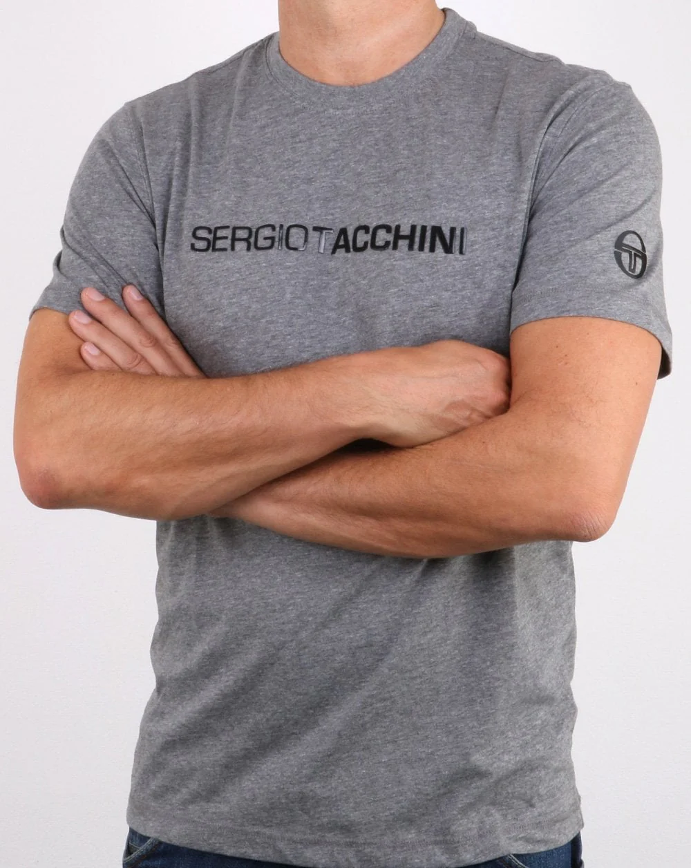 Sergio Tacchini Linear T Shirt Grey/black - Image 3
