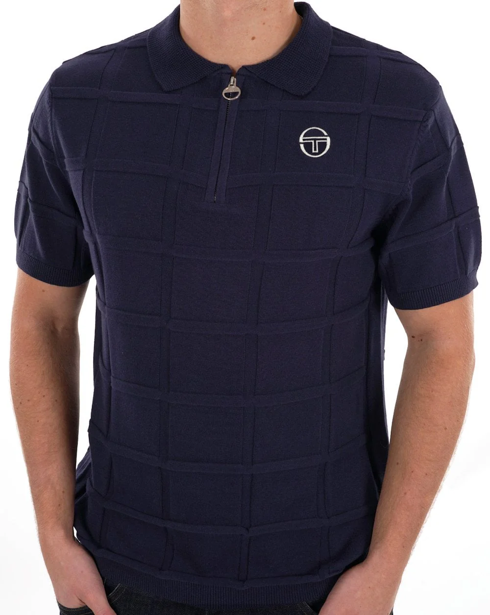 Sergio Tacchini Lorenzo 1/4 Zip Knit Polo Navy Blue - Image 3
