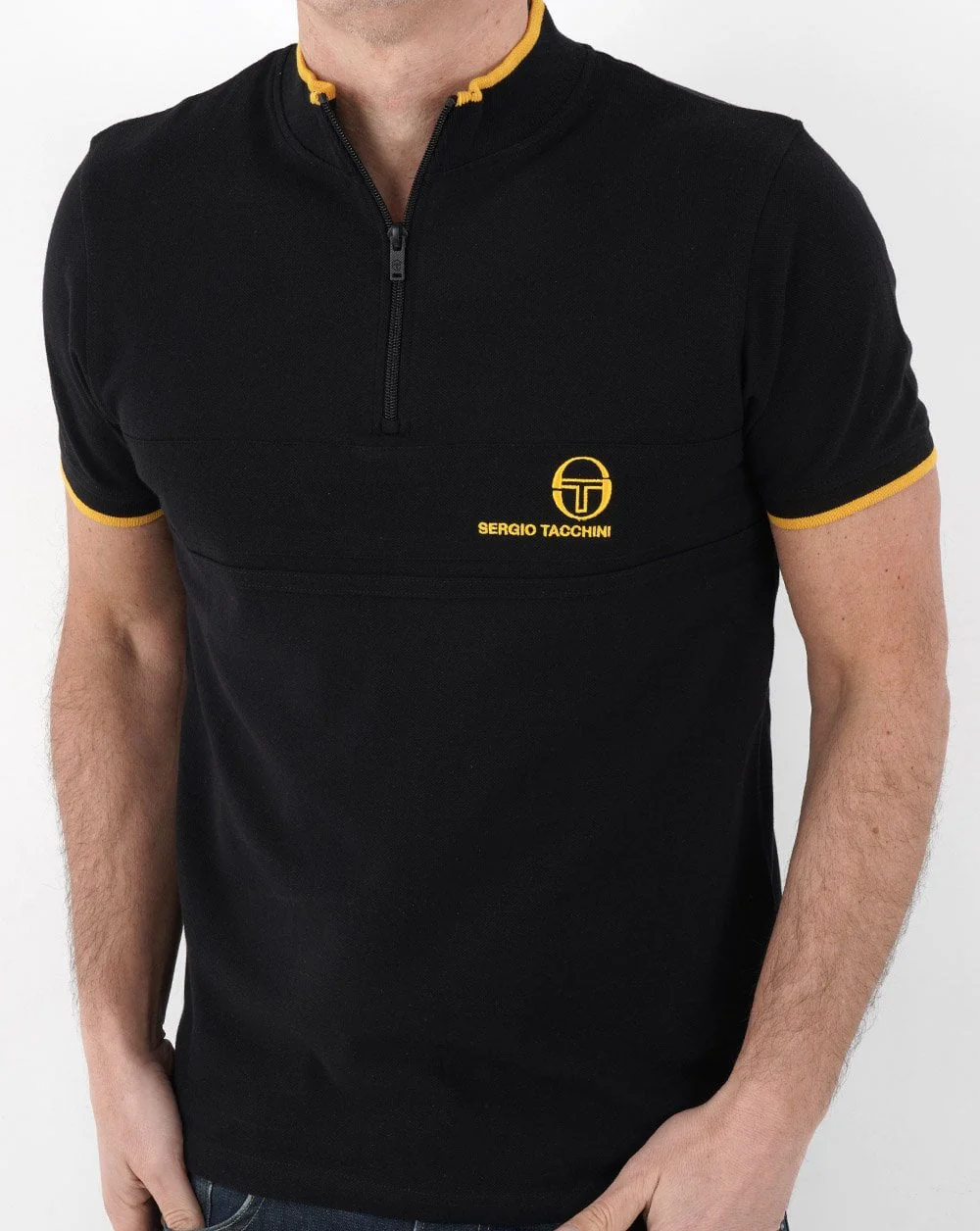 Sergio Tacchini Masters 1/4 Zip Polo Black/Gold