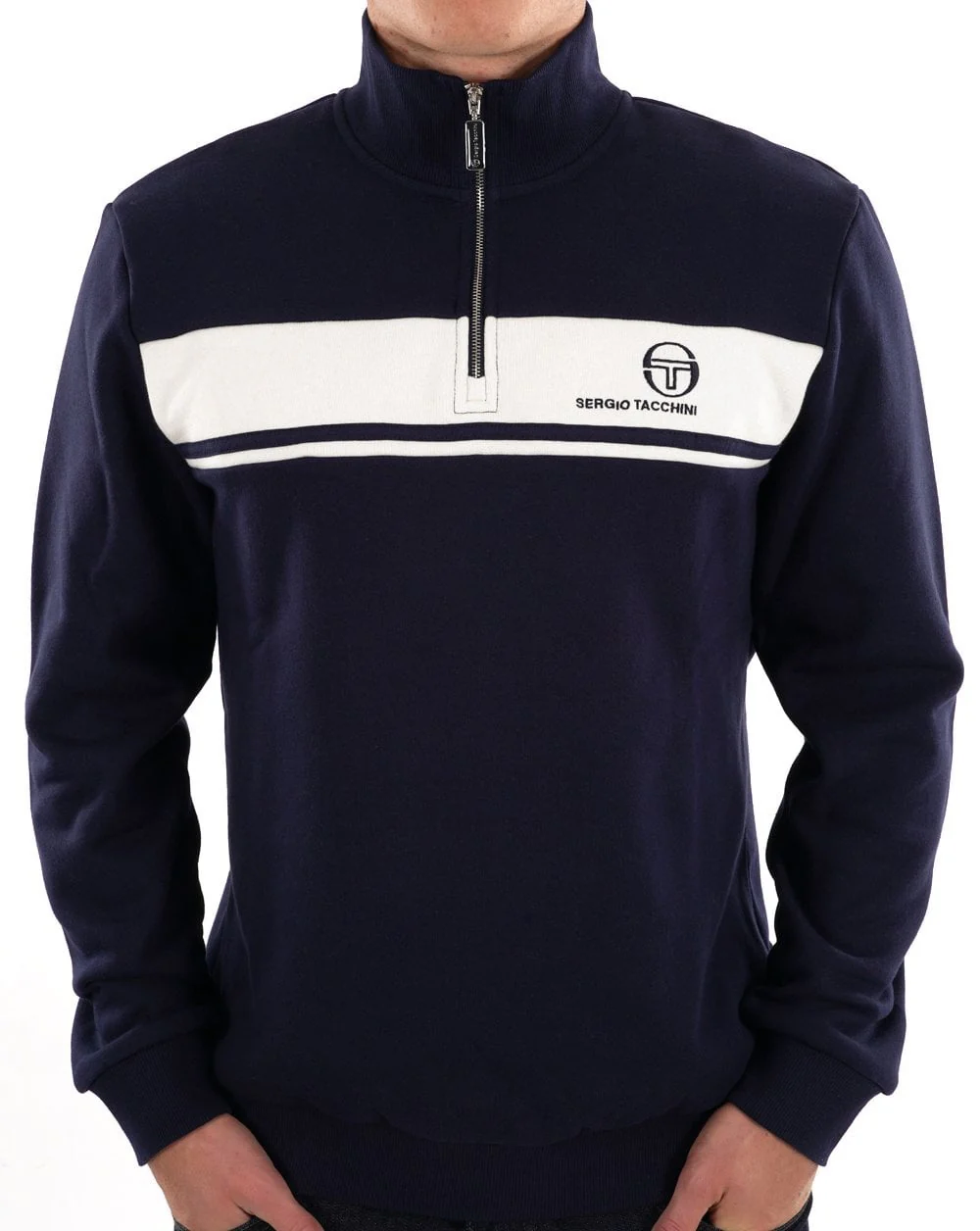 Sergio Tacchini Masters 1/4 Zip Sweat Navy Blue - Image 3