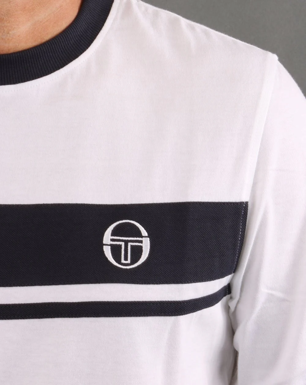 Sergio Tacchini Masters Long Sleeve T Shirt White/Navy - Image 2