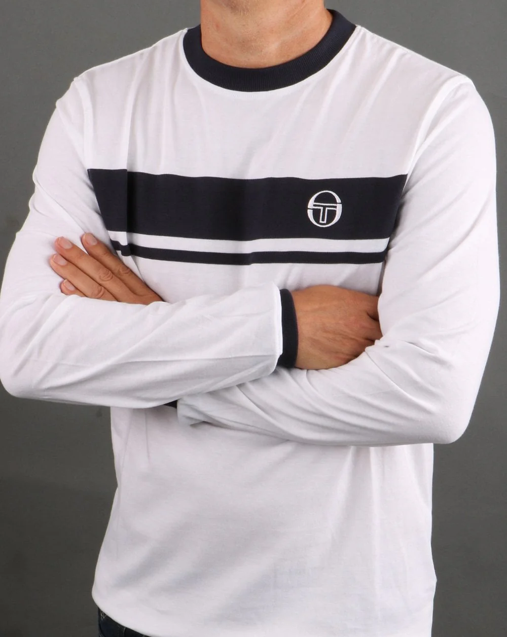Sergio Tacchini Masters Long Sleeve T Shirt White/Navy - Image 3