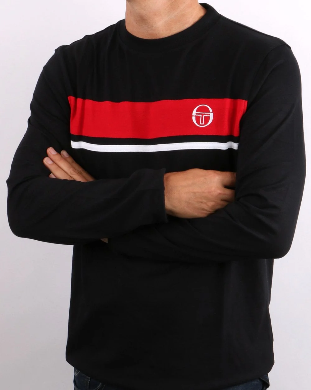 Sergio Tacchini Masters Long Sleeved T Shirt Black/Red/White - Image 3