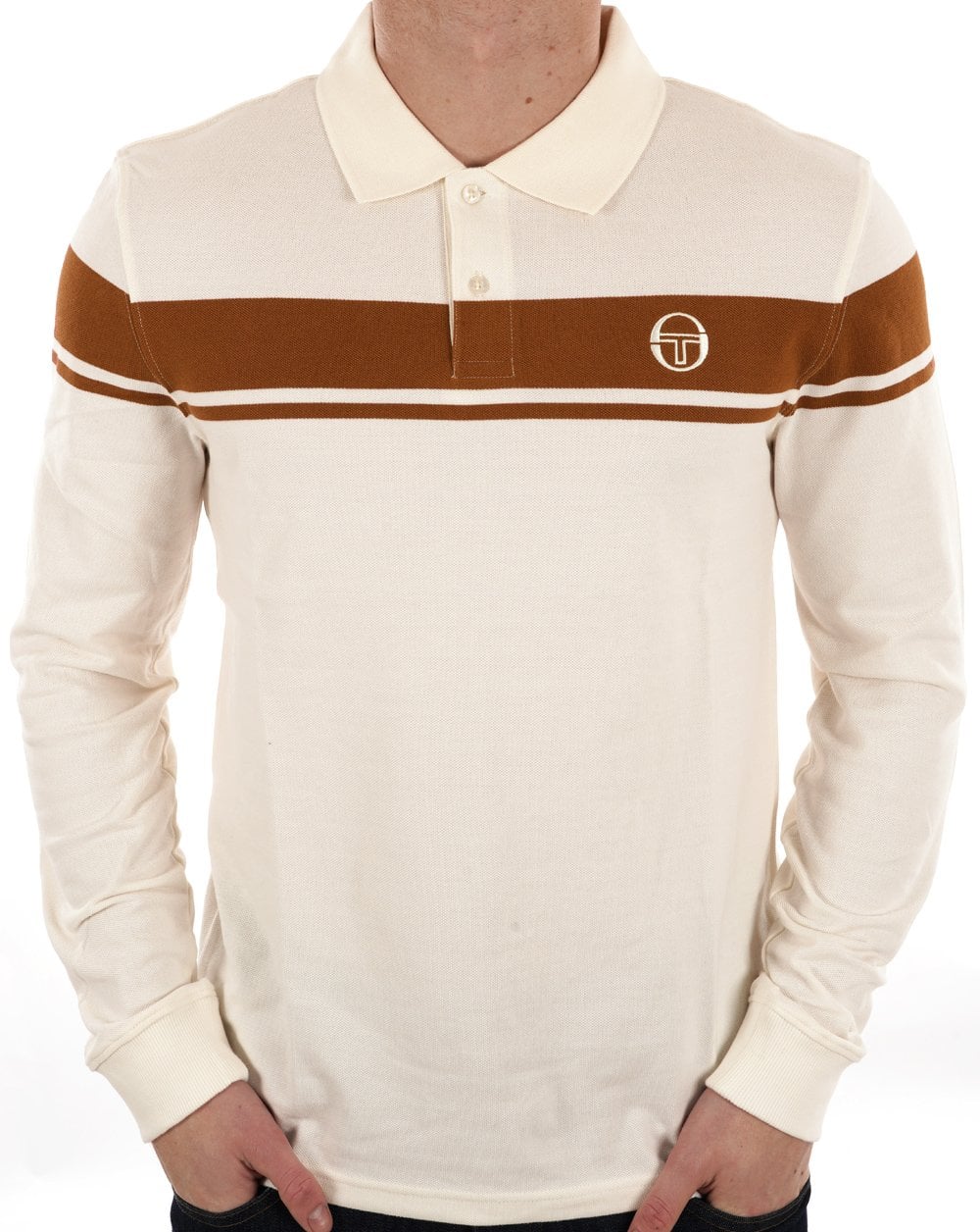 Sergio Tacchini Masters LS Polo Shirt Gardenia Mocha - Image 3