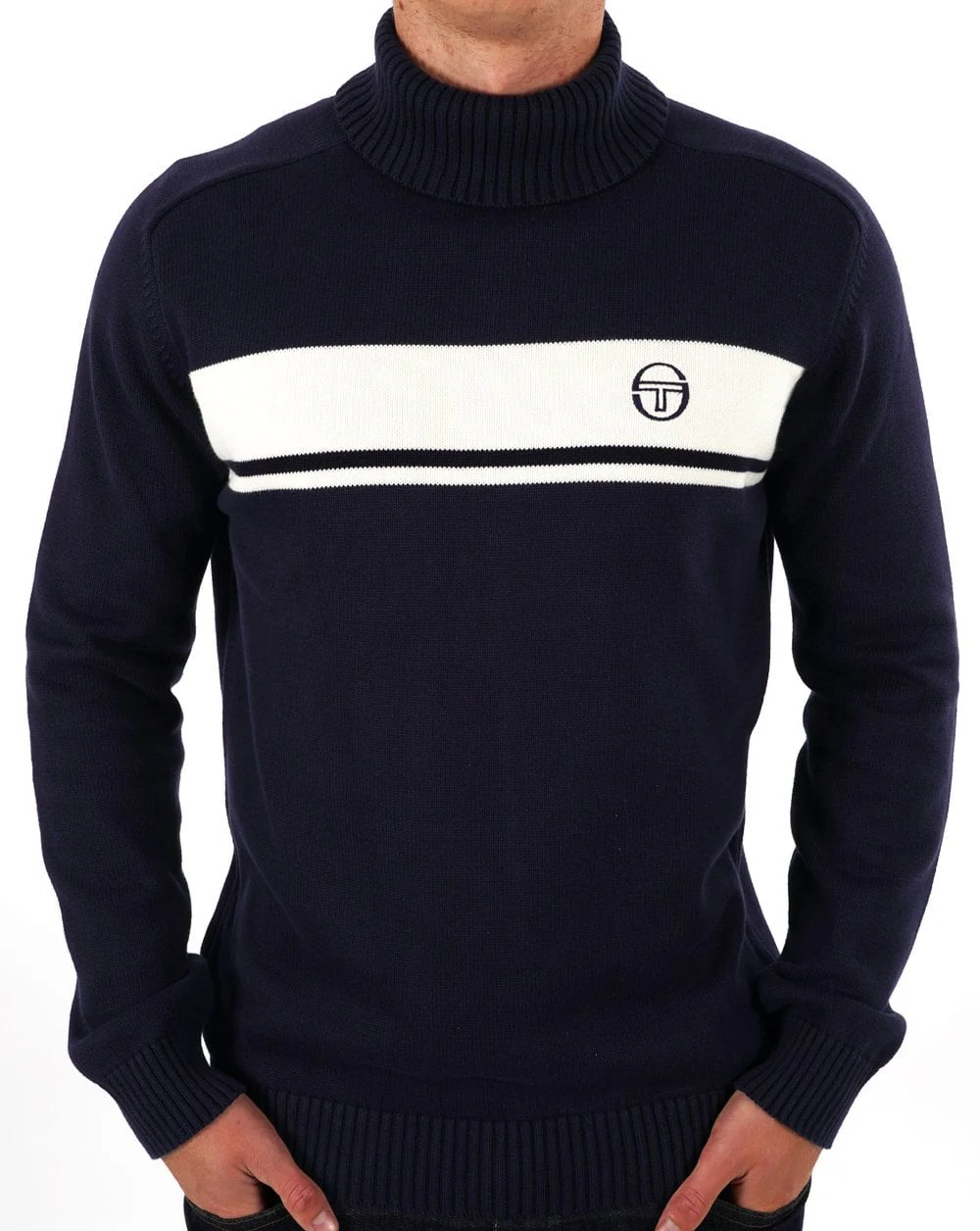 Sergio Tacchini Masters Roll Neck Knit Navy / Ecru - Image 2