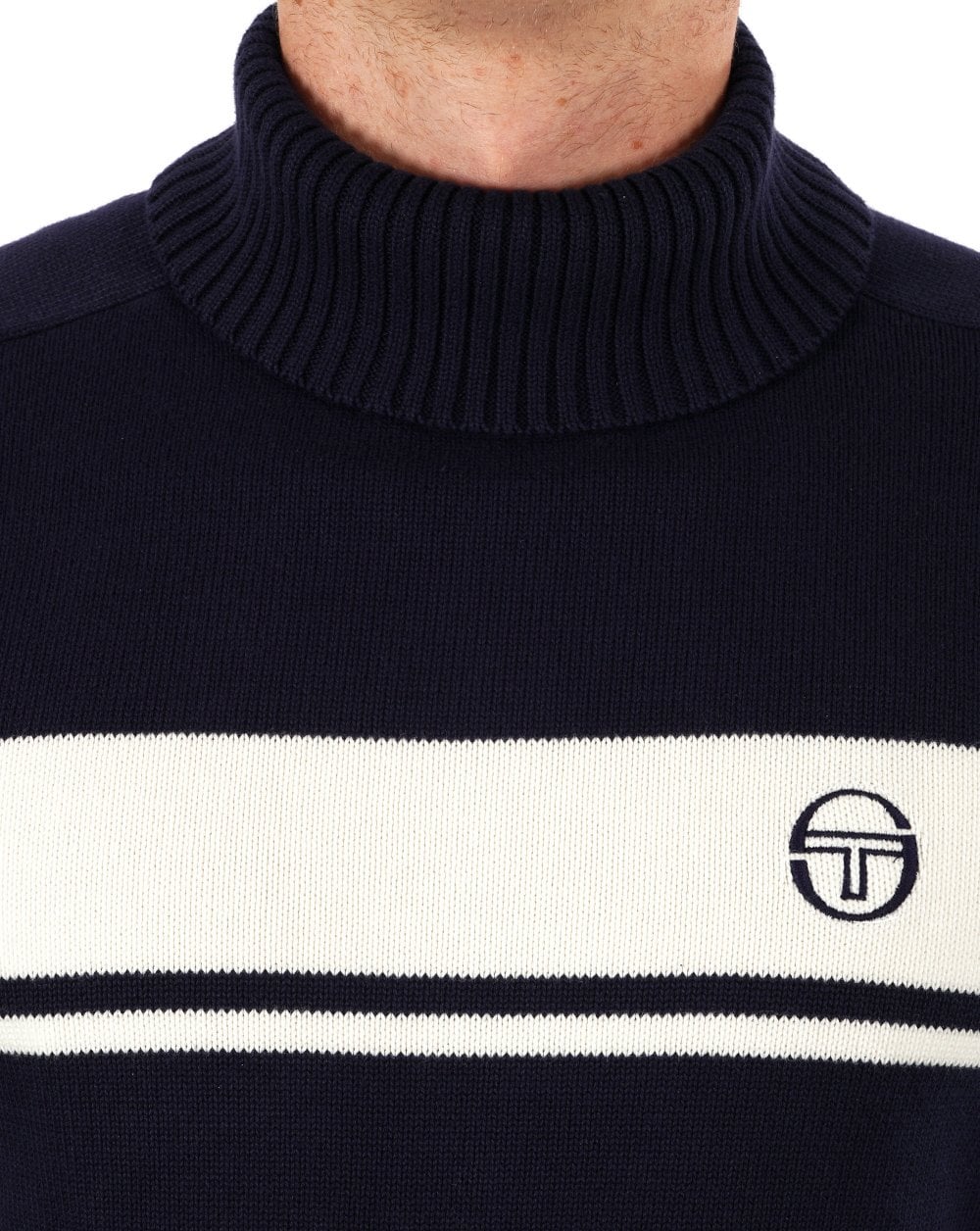 Sergio Tacchini Masters Roll Neck Knit Navy / Ecru - Image 3