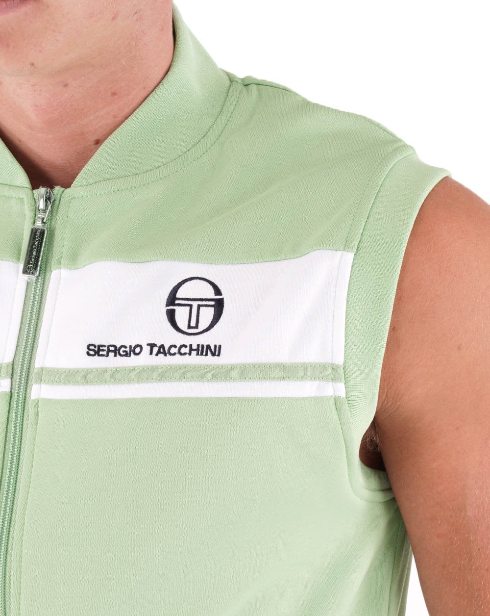 Sergio Tacchini Masters Sleeveless Track Top Green/White - Image 2