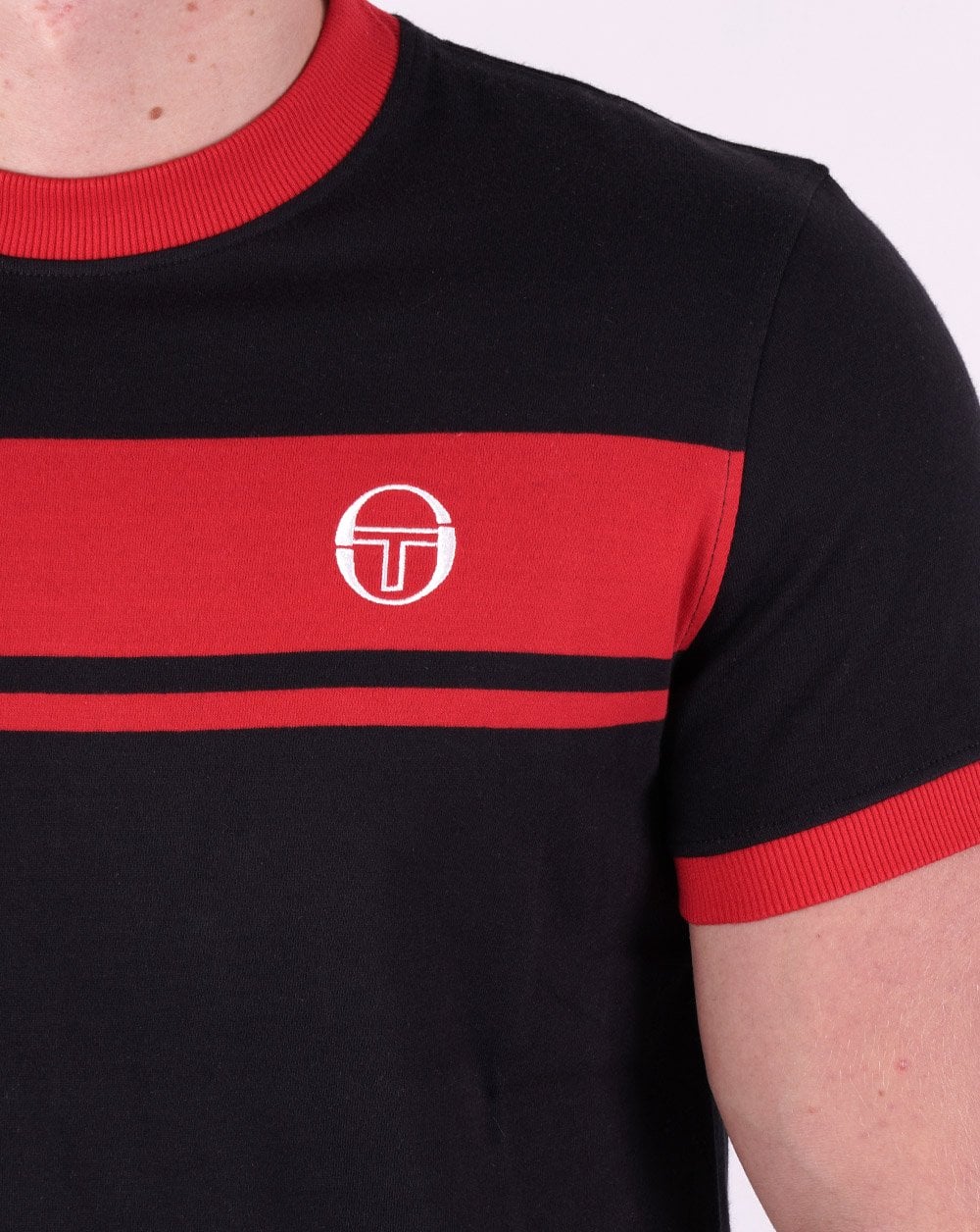 Sergio Tacchini Masters T Shirt Black/Dark Red - Image 2