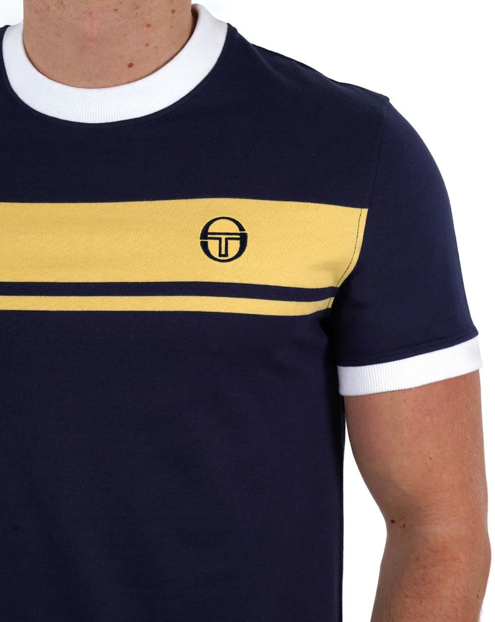 Sergio Tacchini Masters T Shirt Navy Blue/Yellow - Image 2