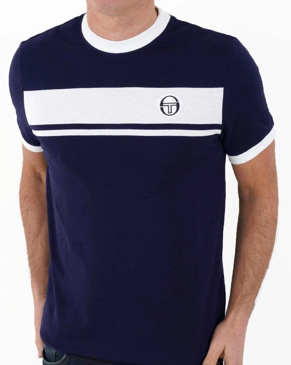 Sergio Tacchini Masters T Shirt Navy/White - Image 3