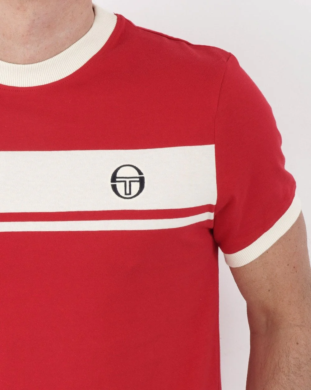 Sergio Tacchini Masters T Shirt Red/Off White - Image 2