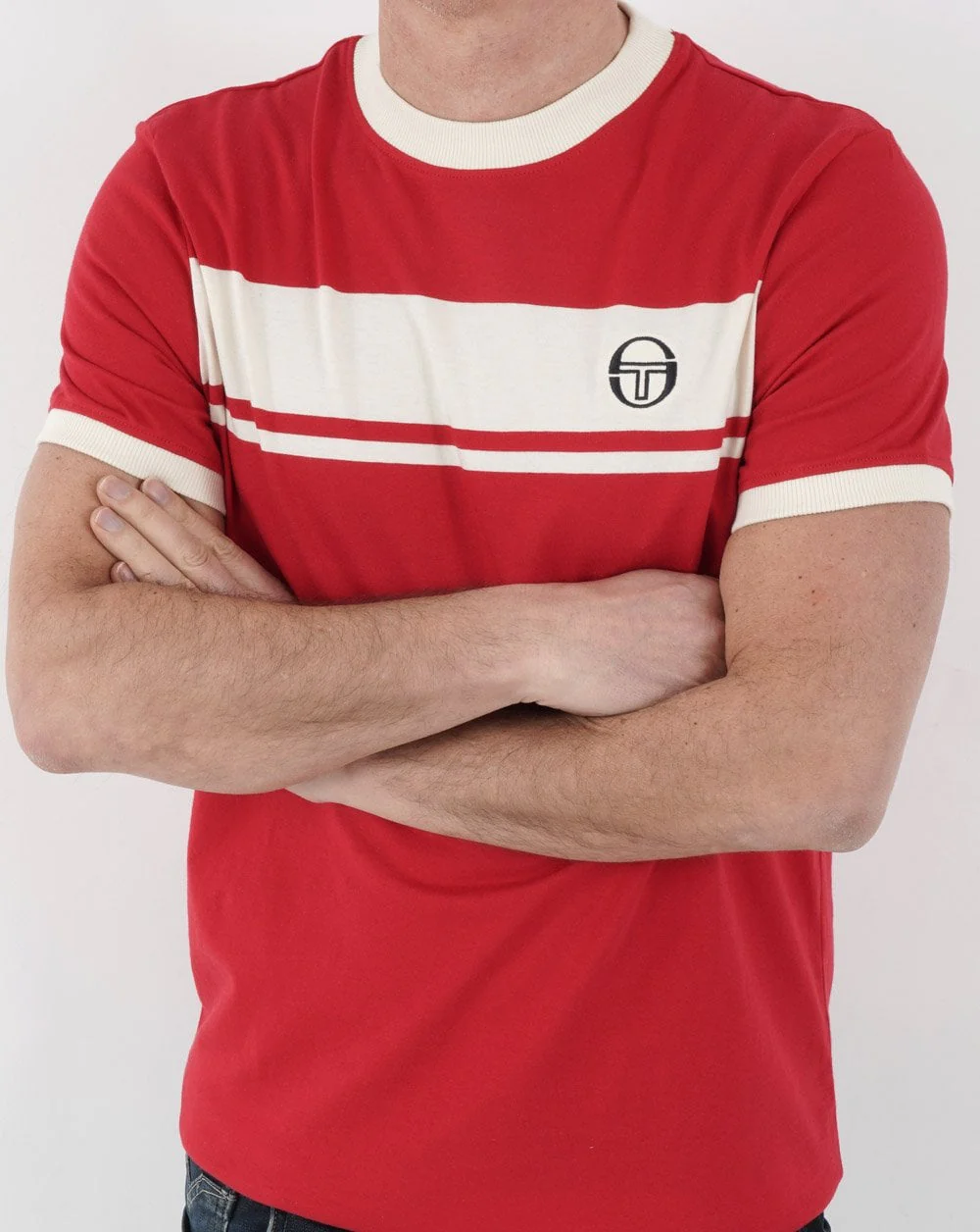 Sergio Tacchini Masters T Shirt Red/Off White - Image 3