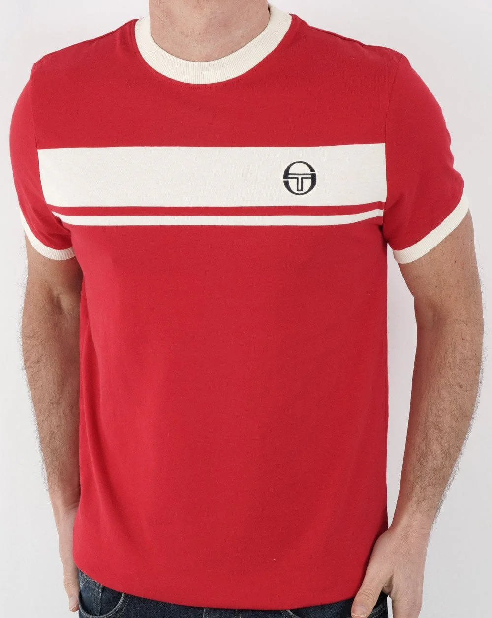 Sergio Tacchini Masters T Shirt Red/Off White - Image 4