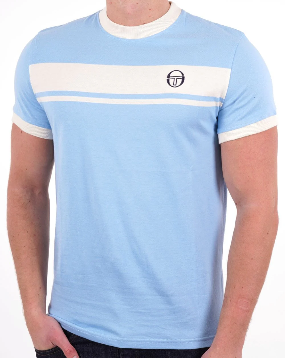 Sergio Tacchini Masters T Shirt Sky Blue/Gardenia - Image 2