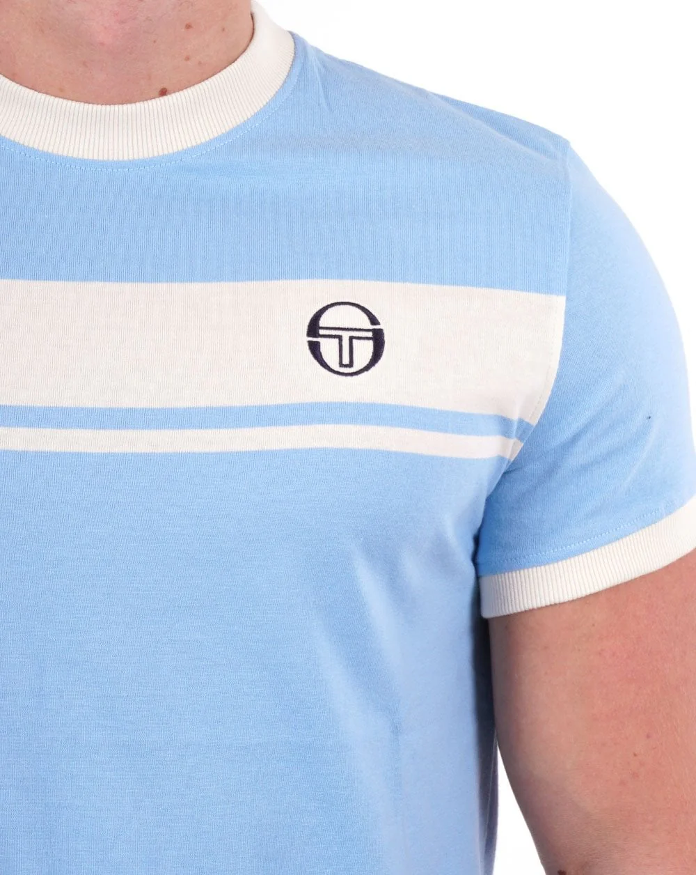 Sergio Tacchini Masters T Shirt Sky Blue/Gardenia - Image 3