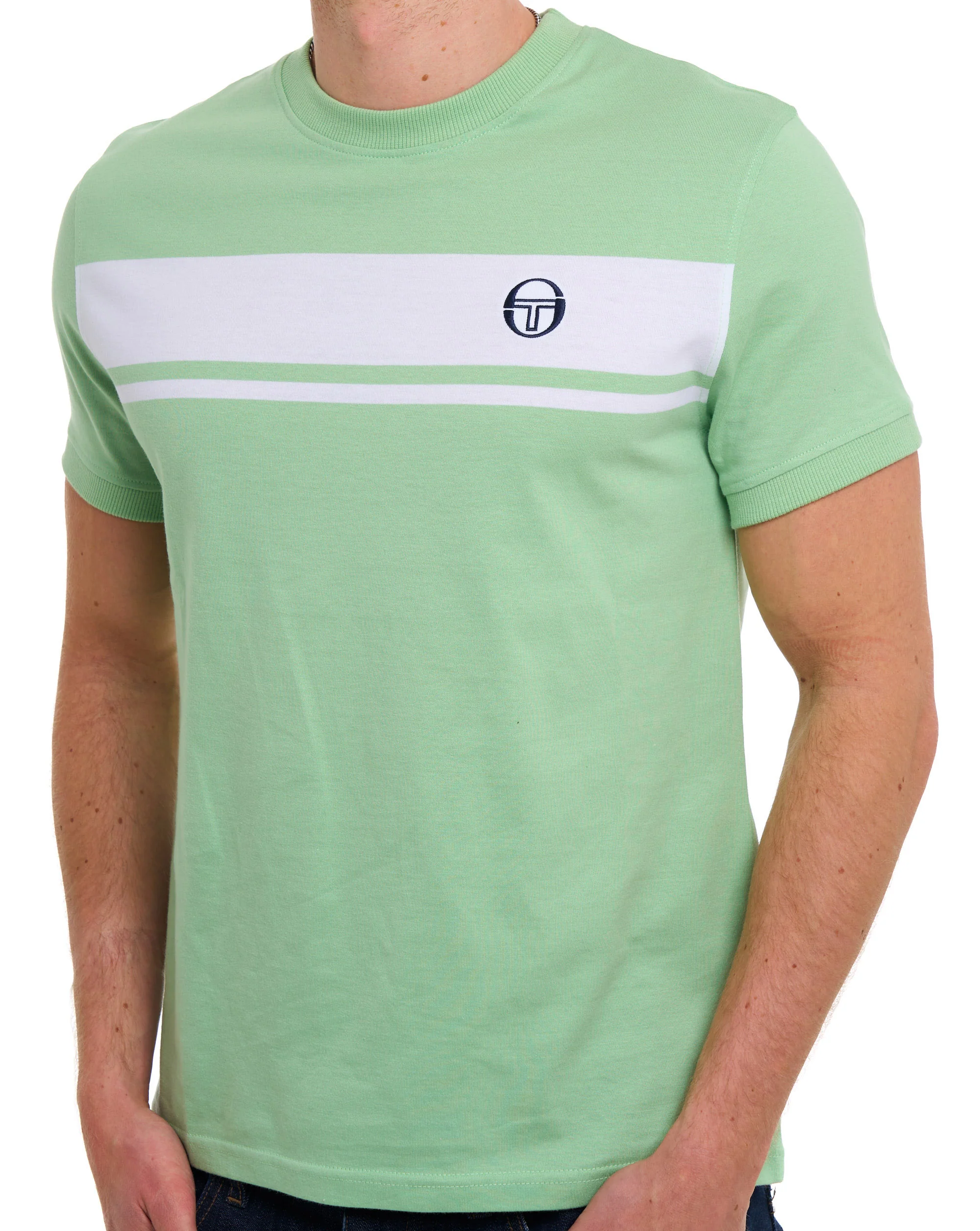 Sergio Tacchini Masters T Shirt Soft Green White - Image 2