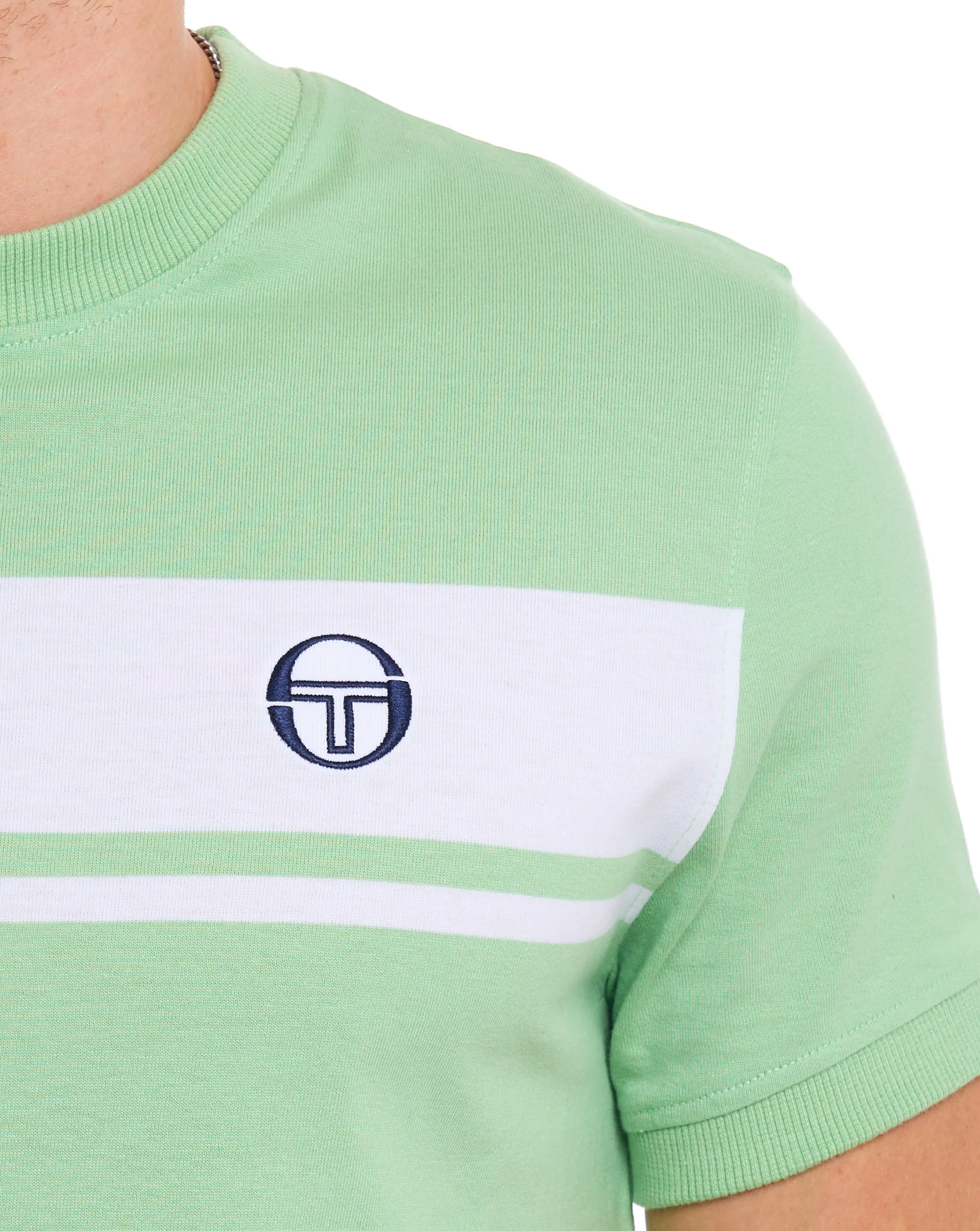 Sergio Tacchini Masters T Shirt Soft Green White - Image 3