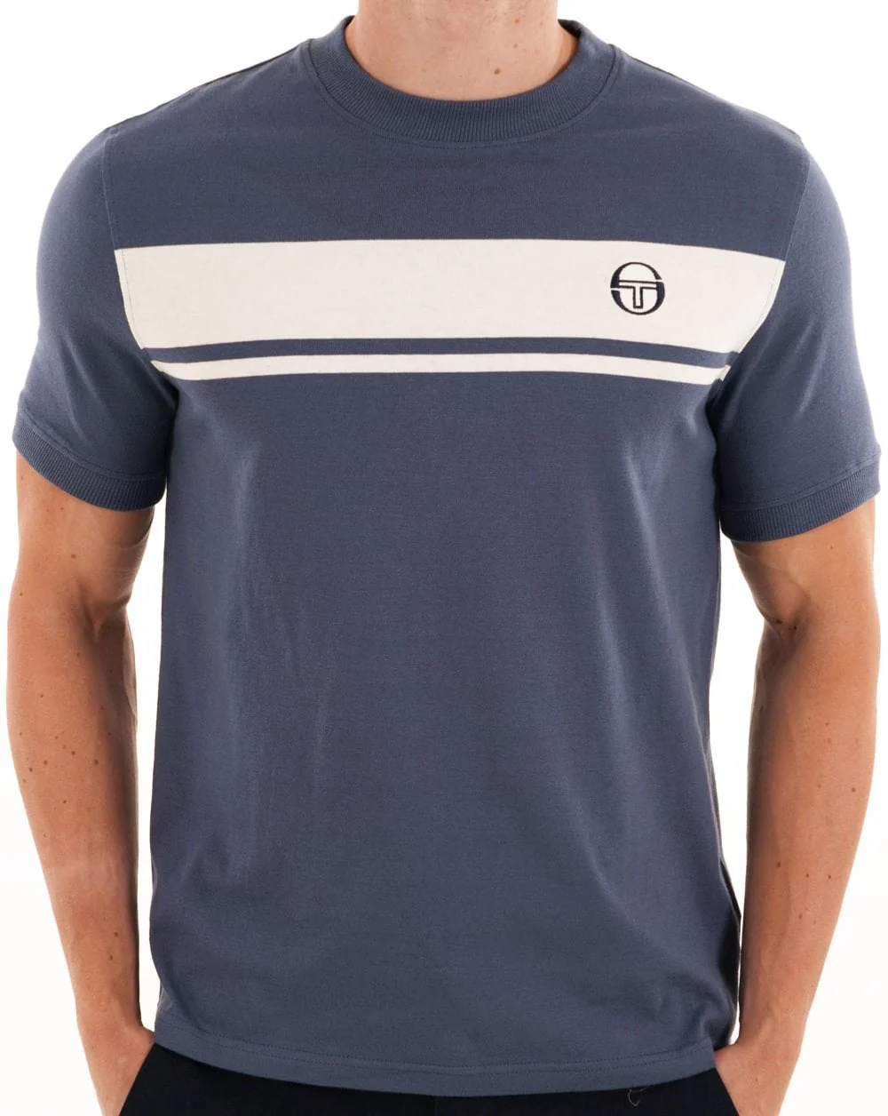 Sergio Tacchini Masters T Shirt Vintage Navy Gardenia - Image 3