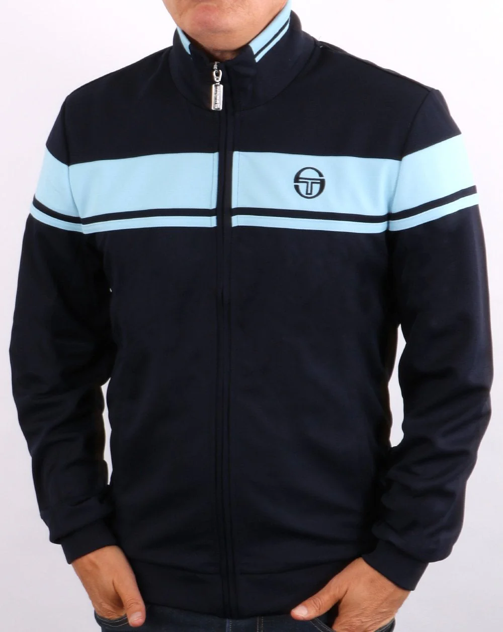 Sergio Tacchini Masters Tipped Track Top Navy/Sky - Image 2