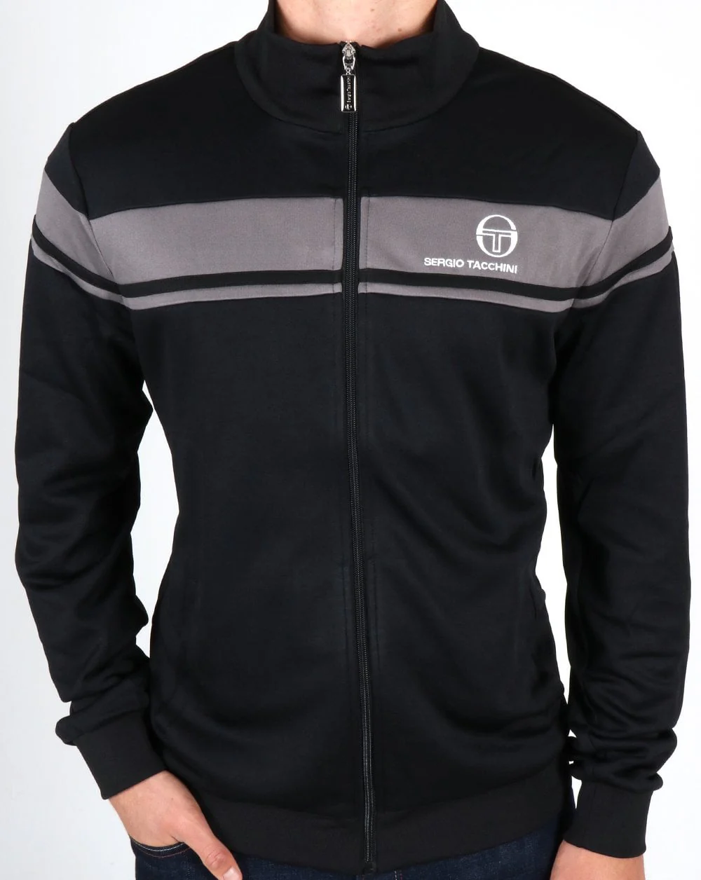 Sergio Tacchini Masters Track Top Black Grey - Image 3