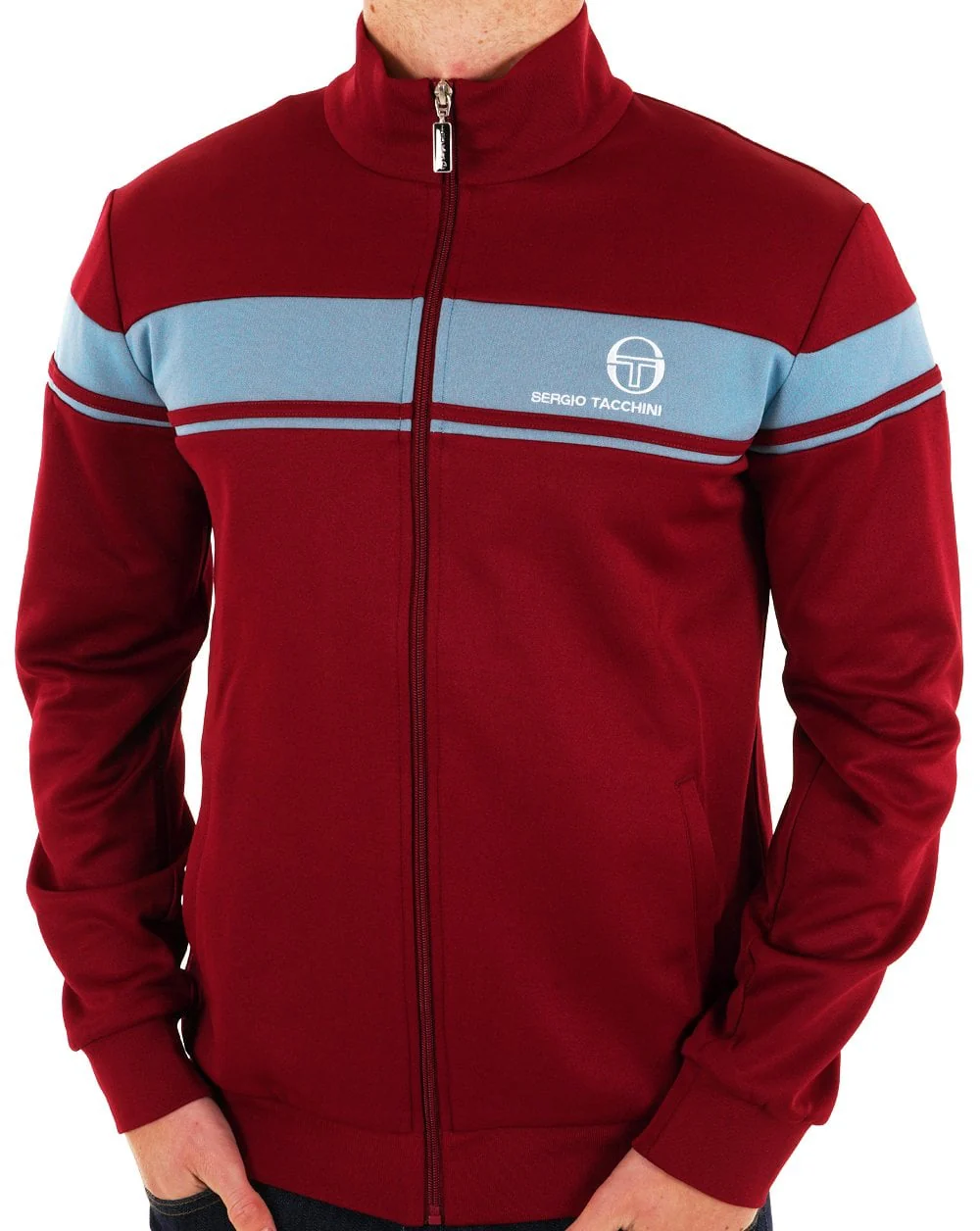Sergio Tacchini Masters Track Top Claret / Sky Blue - Image 2
