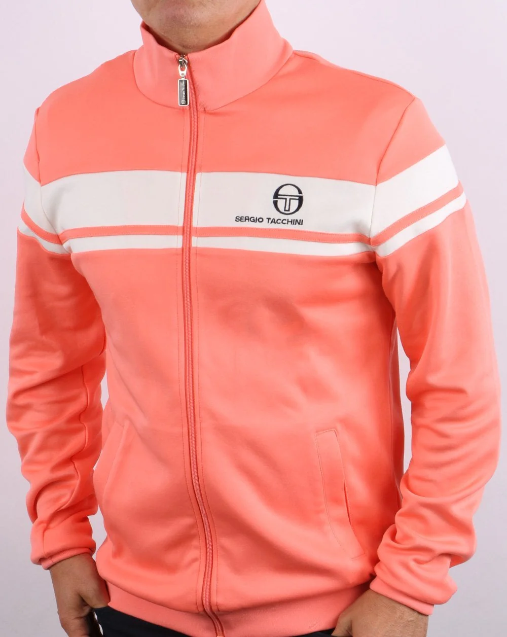 Sergio Tacchini Masters Track Top Coral/Off White - Image 3