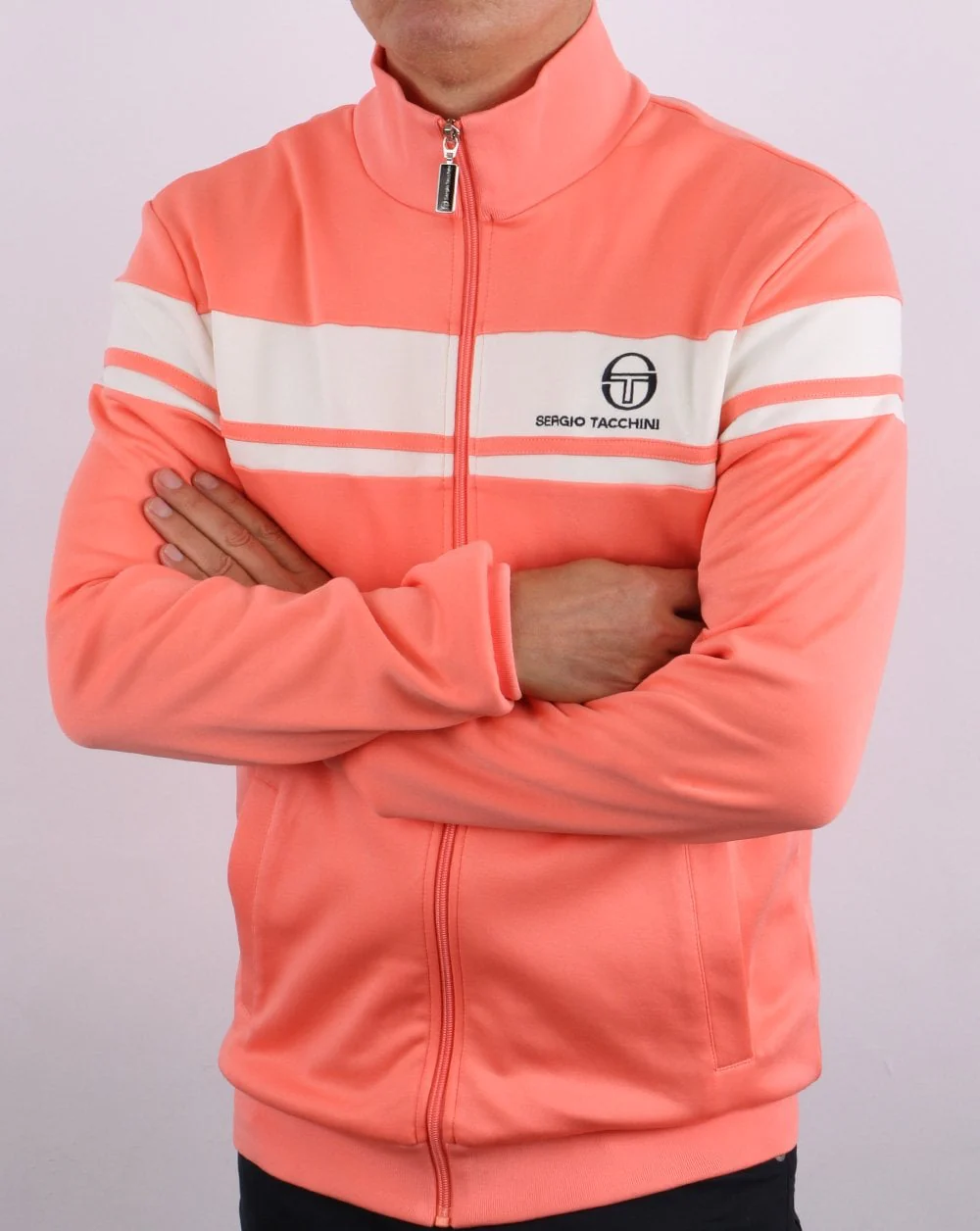 Sergio Tacchini Masters Track Top Coral/Off White - Image 4