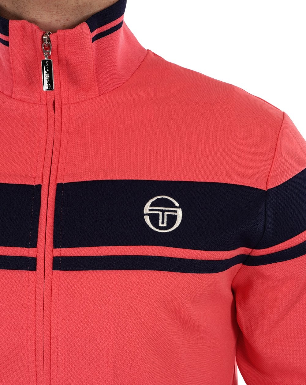 Sergio Tacchini Masters Track Top Deep Coral / DK Navy - Image 3