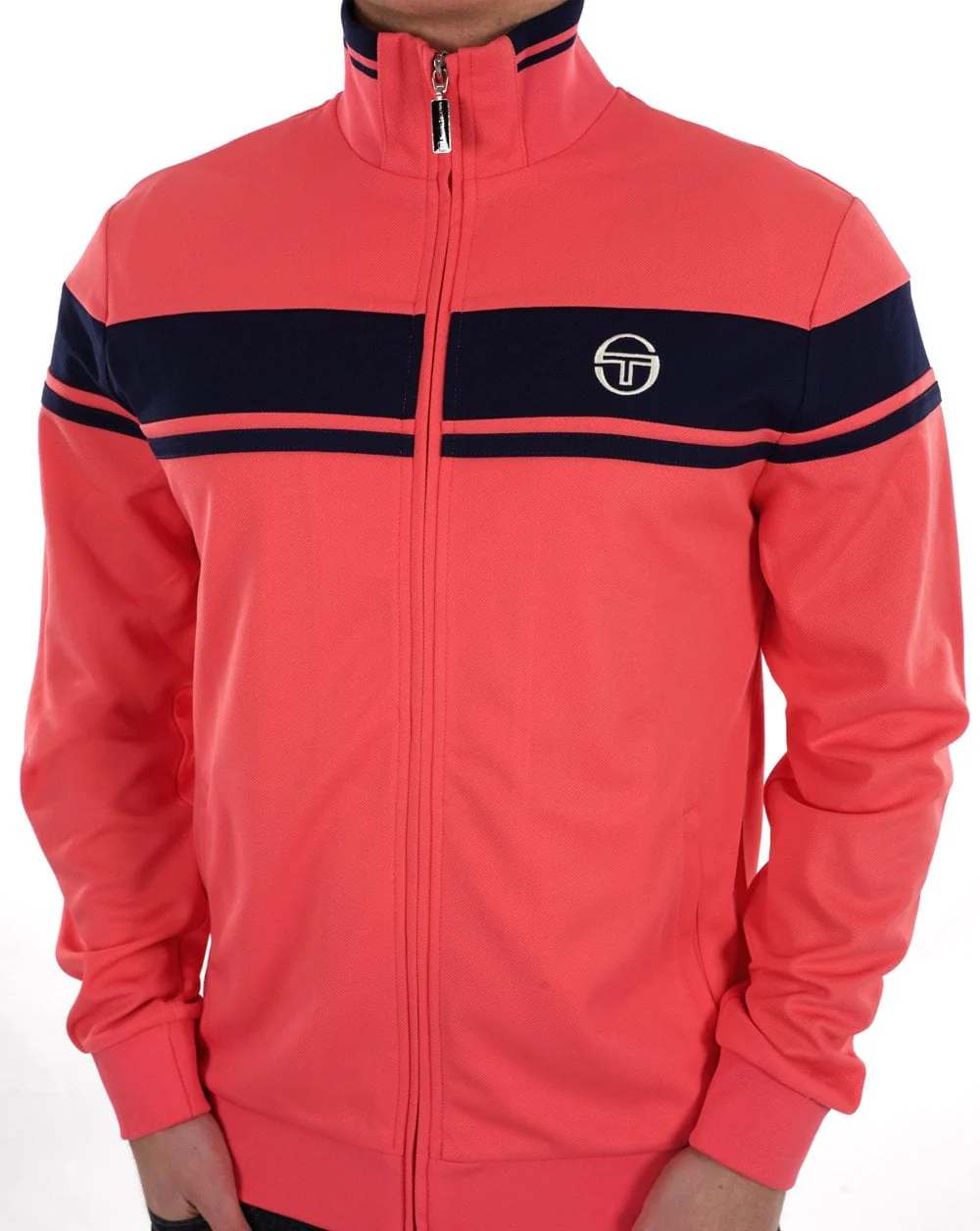 Sergio Tacchini Masters Track Top Deep Coral / DK Navy - Image 4