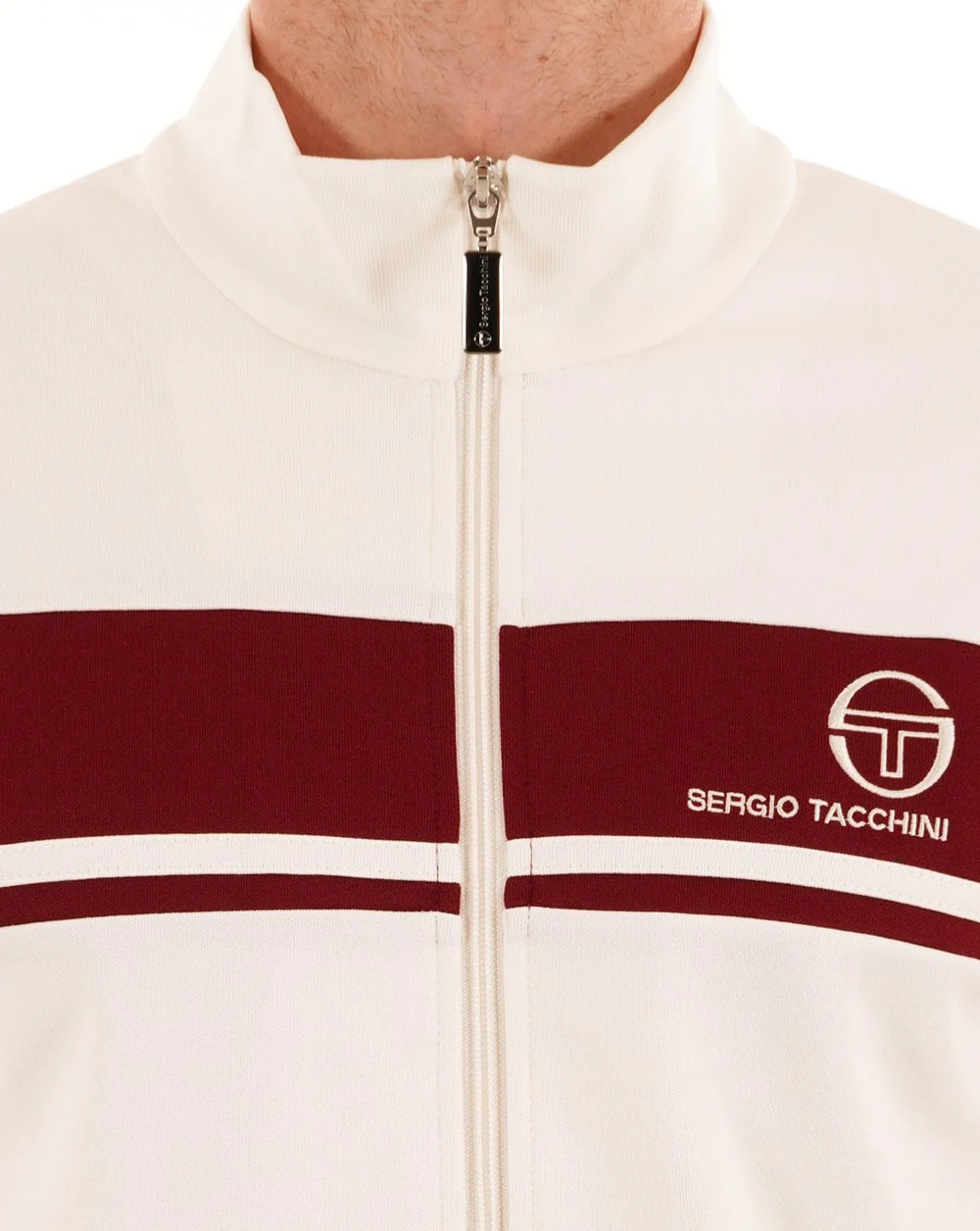 Sergio Tacchini Masters Track Top Gardenia/Burgundy - Image 3